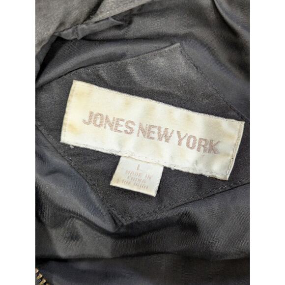 JONES NEW YORK! ADORABLY CHIC BLACK MICROFIBER UTILITY STYLE JACKET, COAT! SZ L - Picture 8 of 11